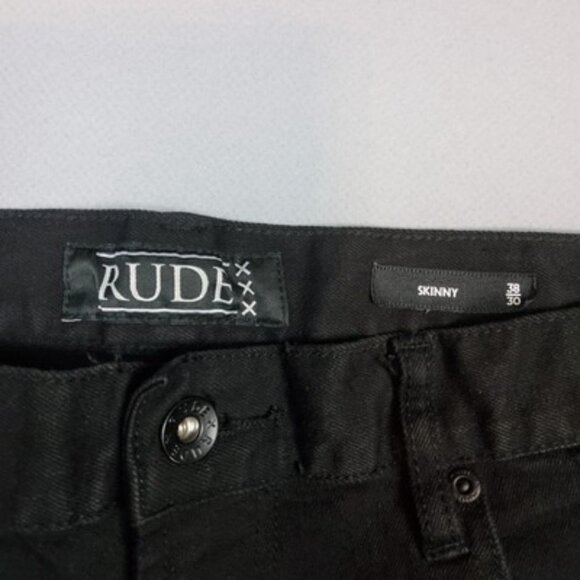 Rude XXX Men's Size 38x30 Black Denim Skinny Pants - Picture 8 of 11